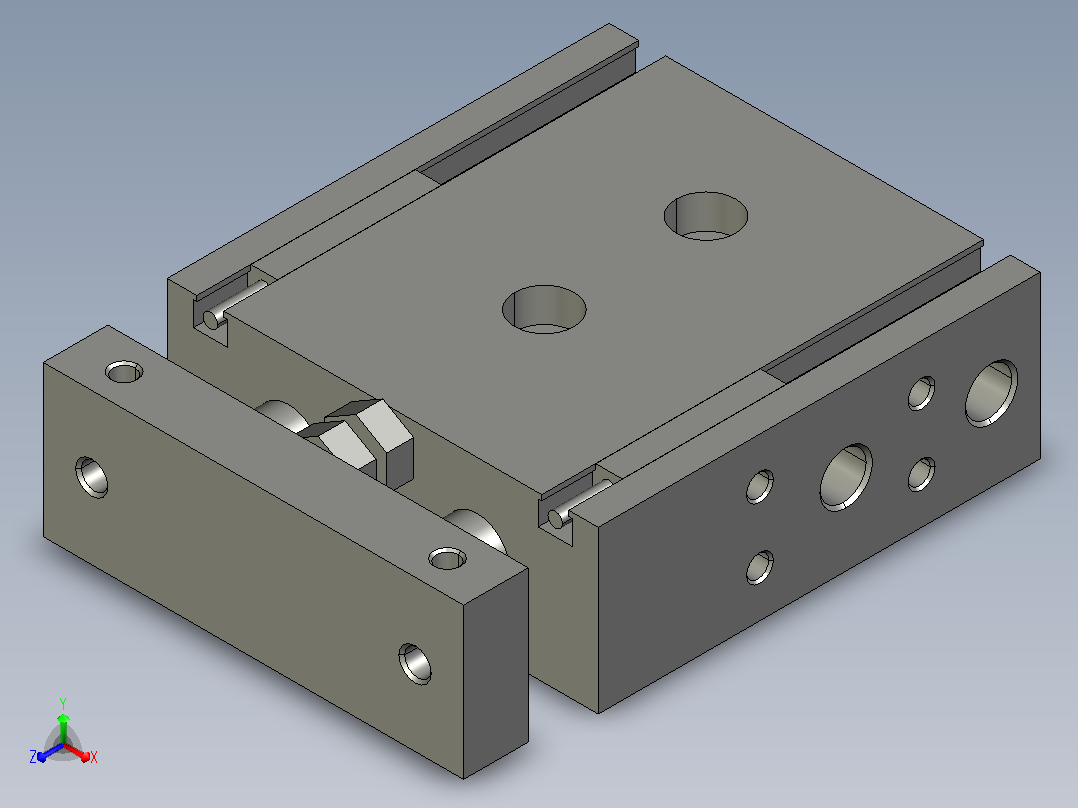 双联气缸CXSM25-10-Z73正等轴测图