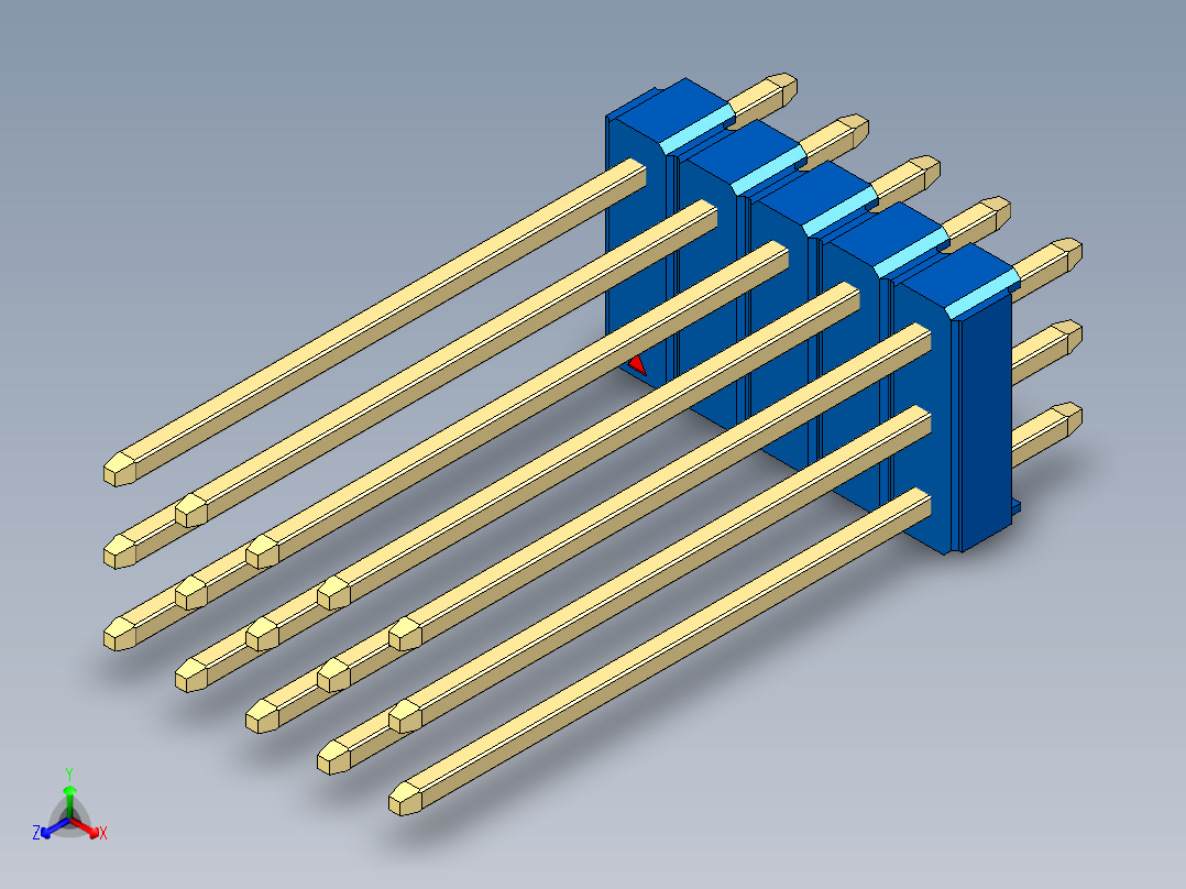 彩色公头100mil（2.54mm）系列-DS1021_blue_3x05p_100mil_Type19_rev1.0主视图