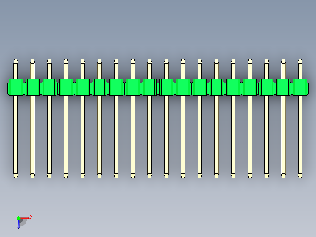 彩色公头100mil（2.54mm）系列-DS1021_green_2x18p_100mil_Type5_rev1.0俯视图