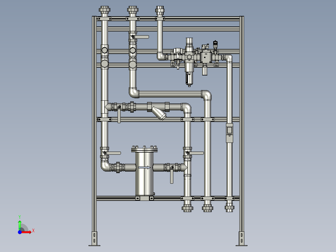 水加压管道组前视图