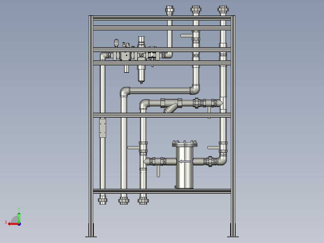 水加压管道组后视图