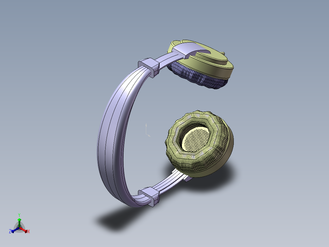 头戴式耳机三维模型正等轴测图