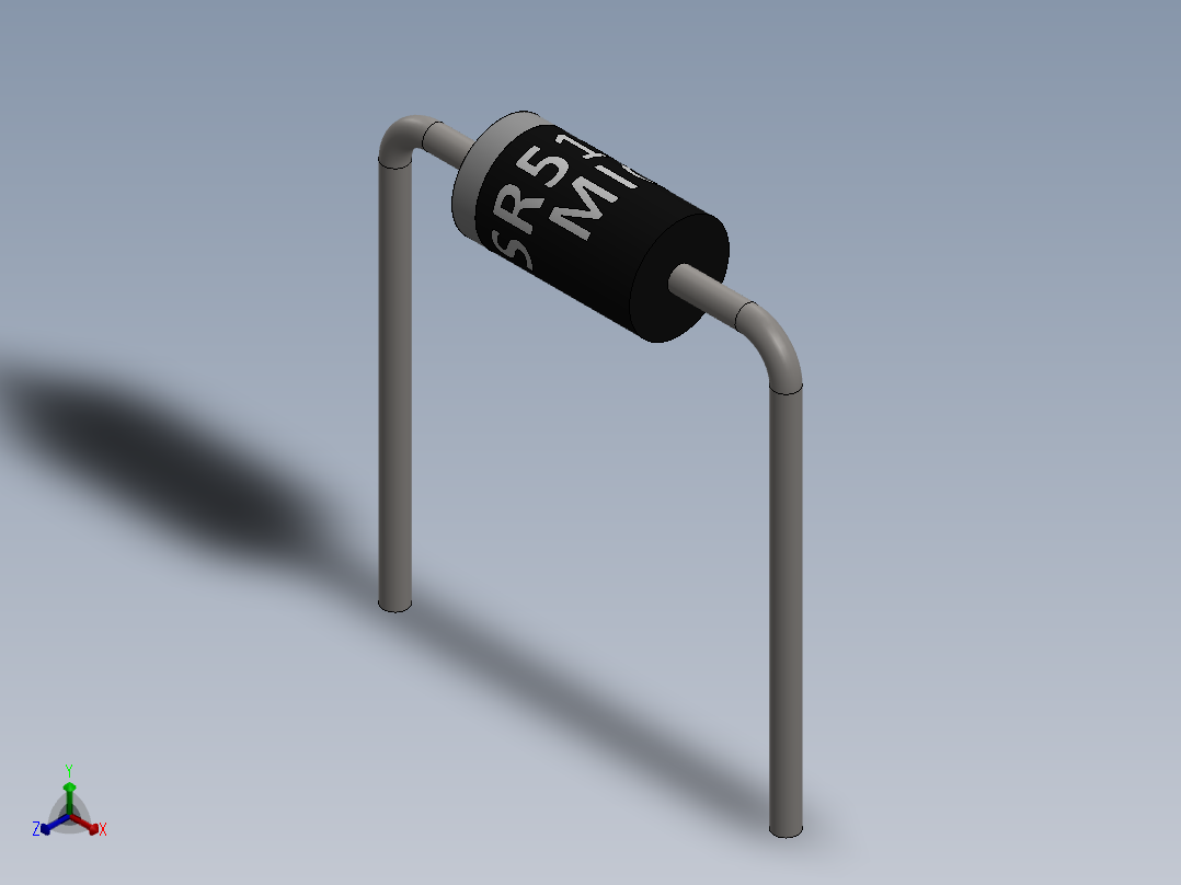 电容器 二极管 电阻器-Schottky Diode SR5100正等轴测图