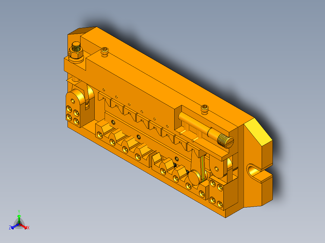多件平行联动夹紧铣床夹具设计正等轴测图