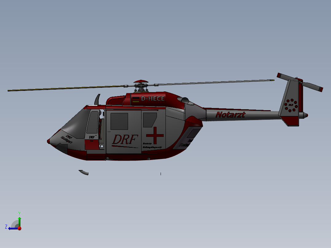 直升飞机右视图