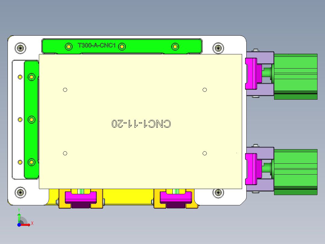 T300-A笔记本CNC工装夹具三维模型-CNC1前视图