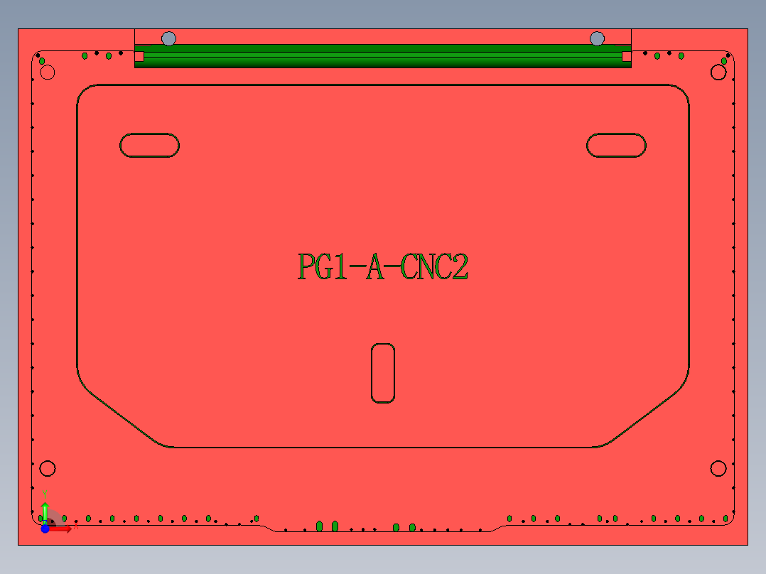 小尺寸电脑飞面开粗铣内腔程序模型前视图
