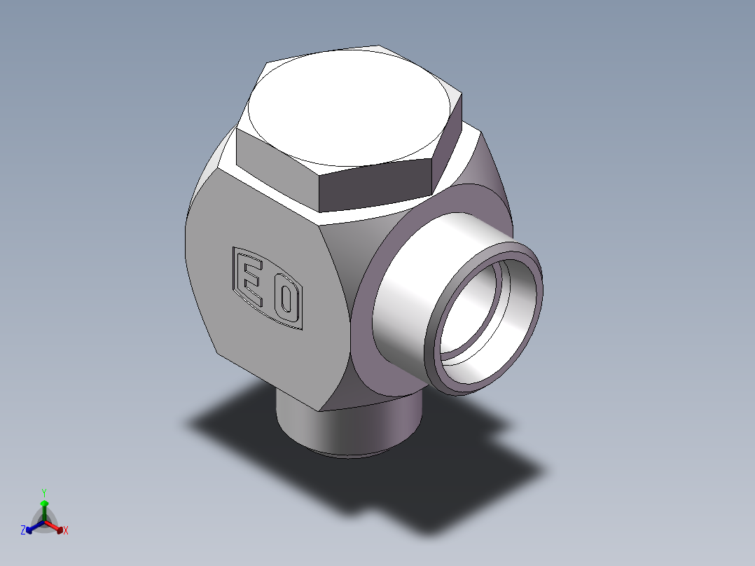 铰接式90度接头、1CI-30-26正等轴测图