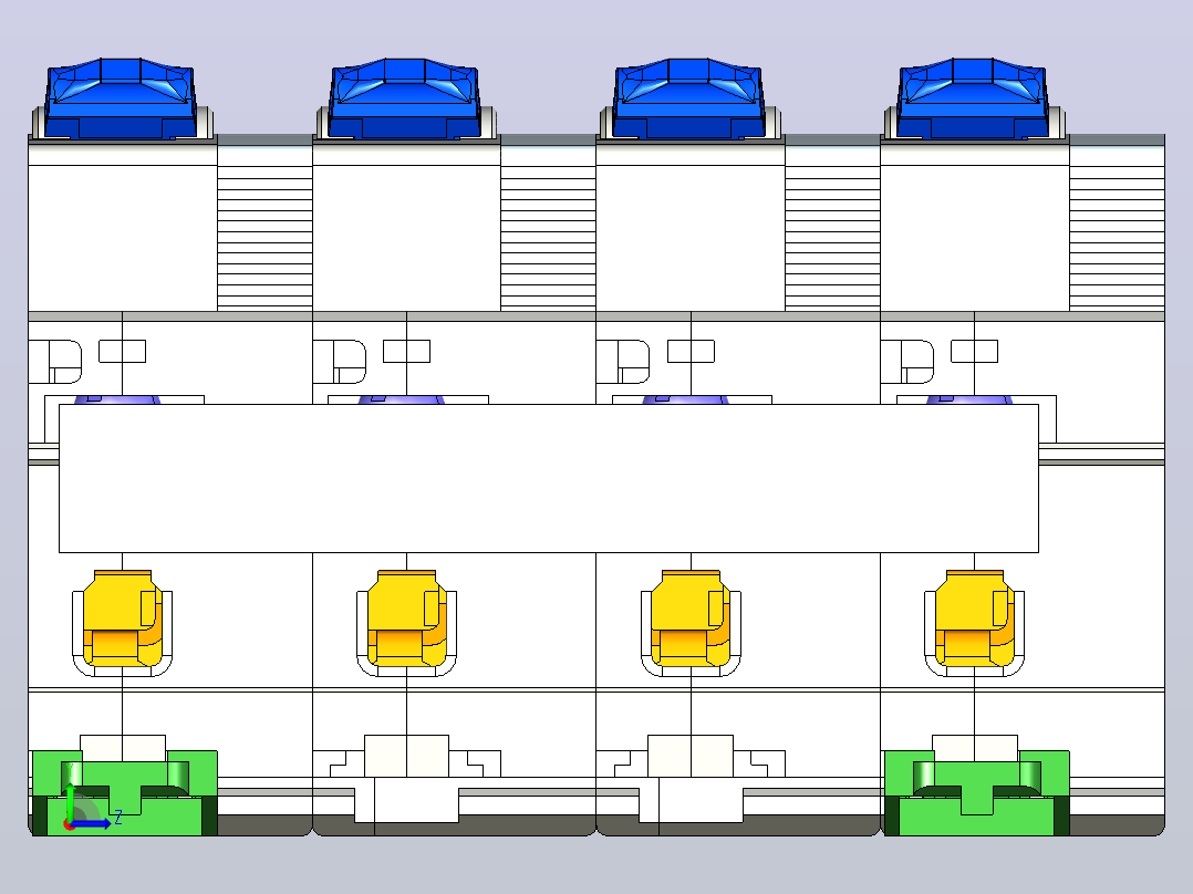 NUH-40B 4P电涌保护器三维模型202404左视图