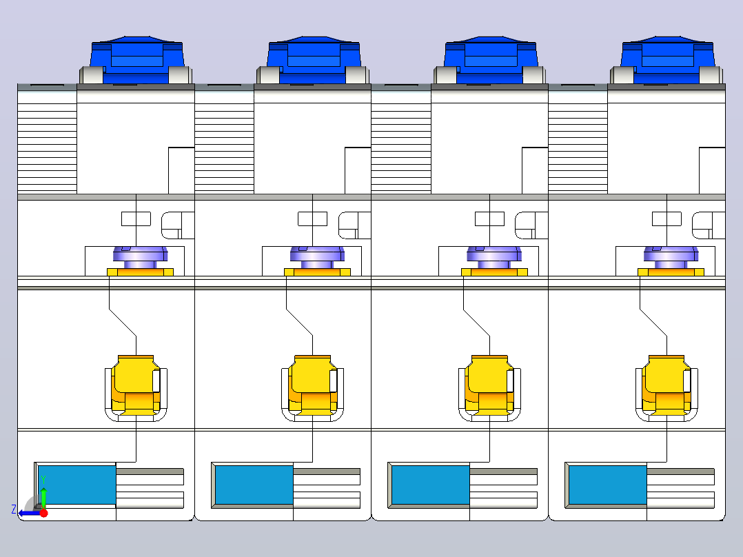 NUH-40B 4P电涌保护器三维模型202404右视图