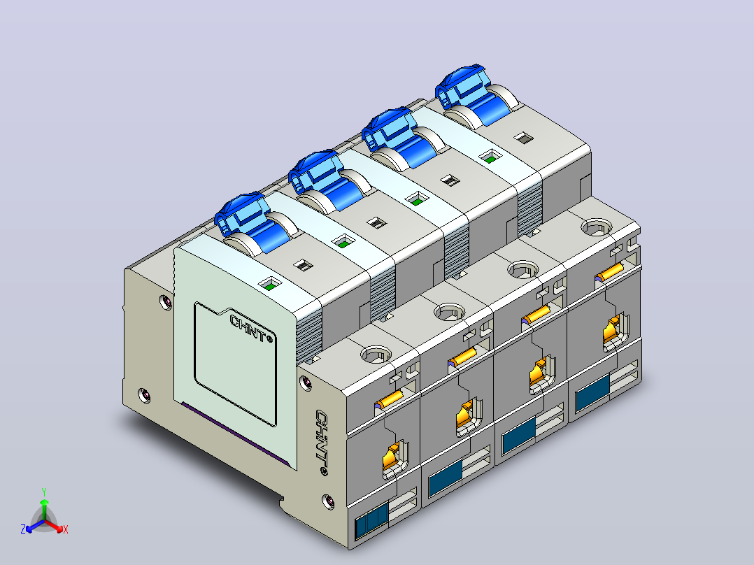 NUH-40B 4P电涌保护器三维模型202404正等轴测图