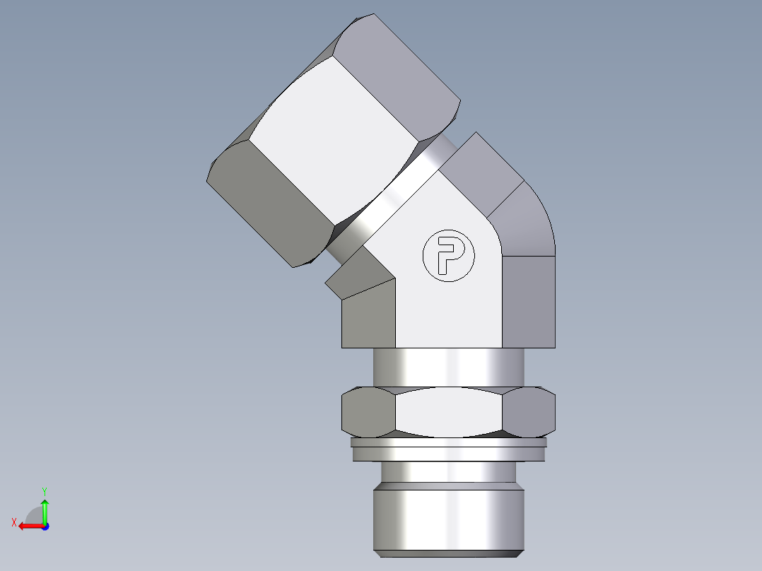 卡套式工业通用硬管接头EO_Adjustable_locknut_45_deg_elbow_VEE16ZSMCF后视图