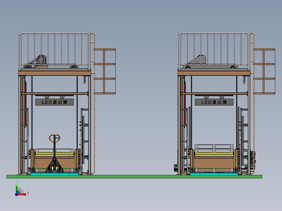 物流双托盘提升机sw18可编辑前视图