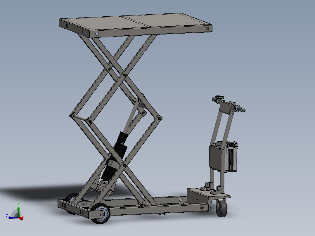 可折叠式剪叉电动升降手推车sw22可编辑