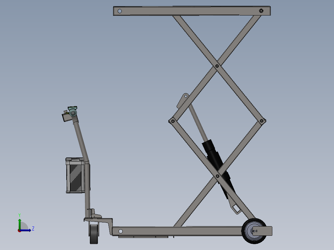 可折叠式剪叉电动升降手推车sw22可编辑左视图