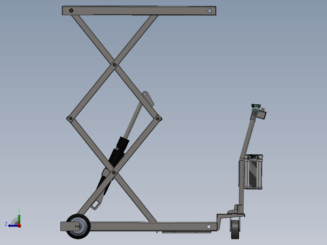 可折叠式剪叉电动升降手推车sw22可编辑右视图