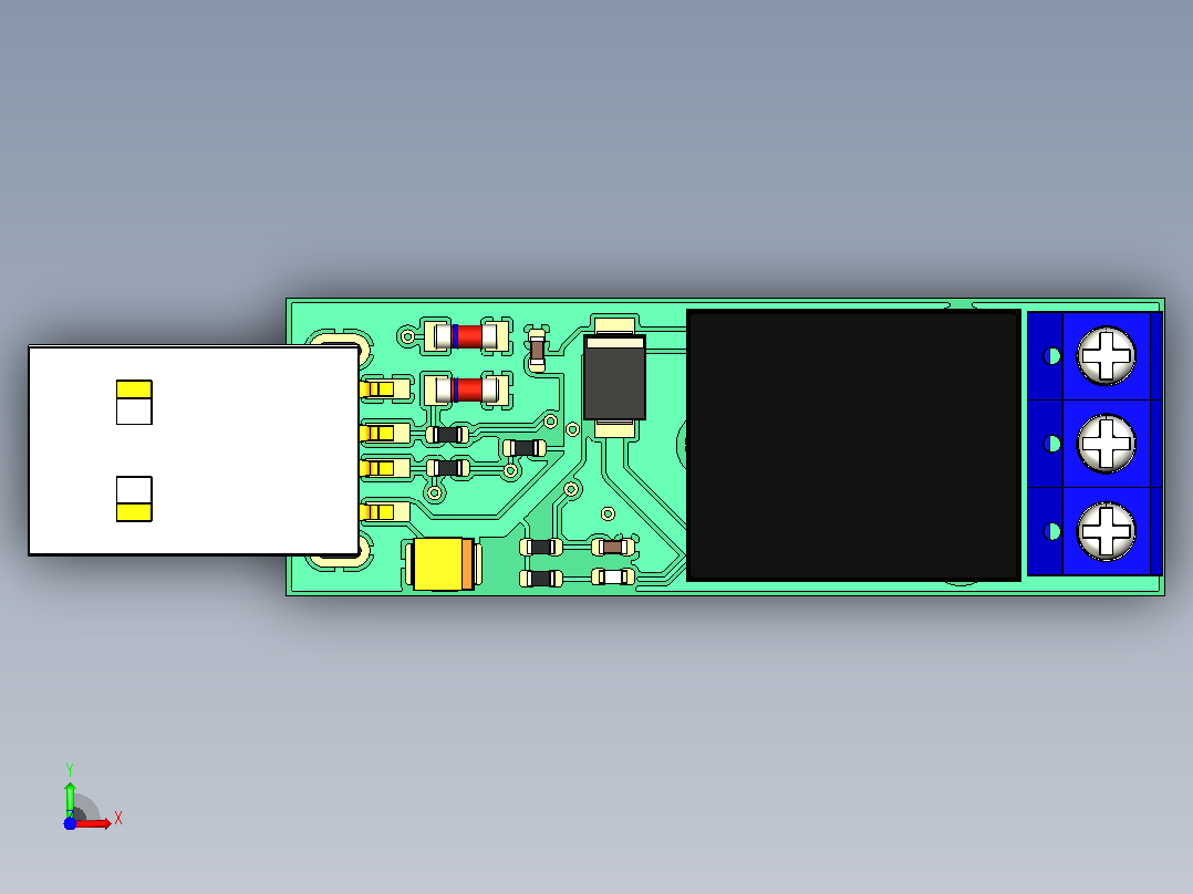 USB 继电器模块前视图