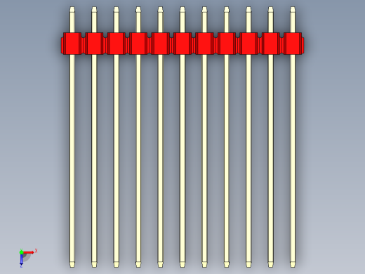 彩色公头100mil（2.54mm）系列-DS1021_red_1x11p_100mil_Type43_rev1.0俯视缩略图