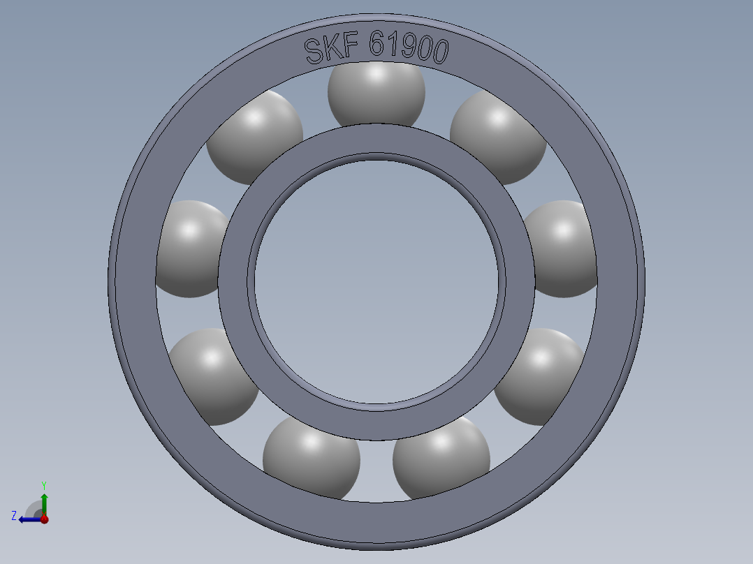 滚珠轴承-SKF BALL BEARING 61900 10x22x6右视图
