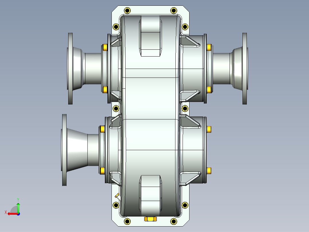 扭矩分配器一级斜齿轮箱后视图