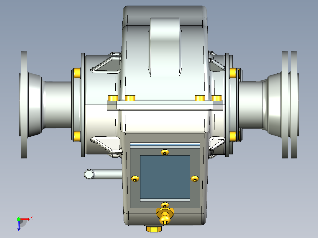 扭矩分配器一级斜齿轮箱俯视图