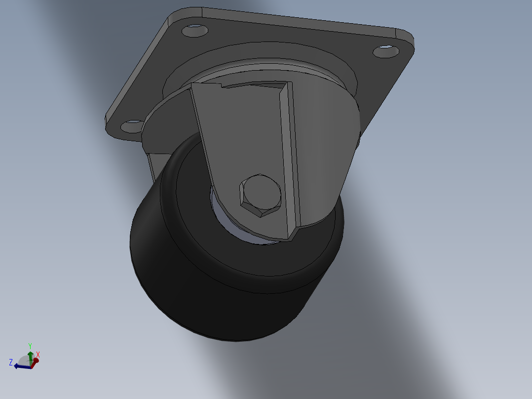 3寸万向脚轮主视图