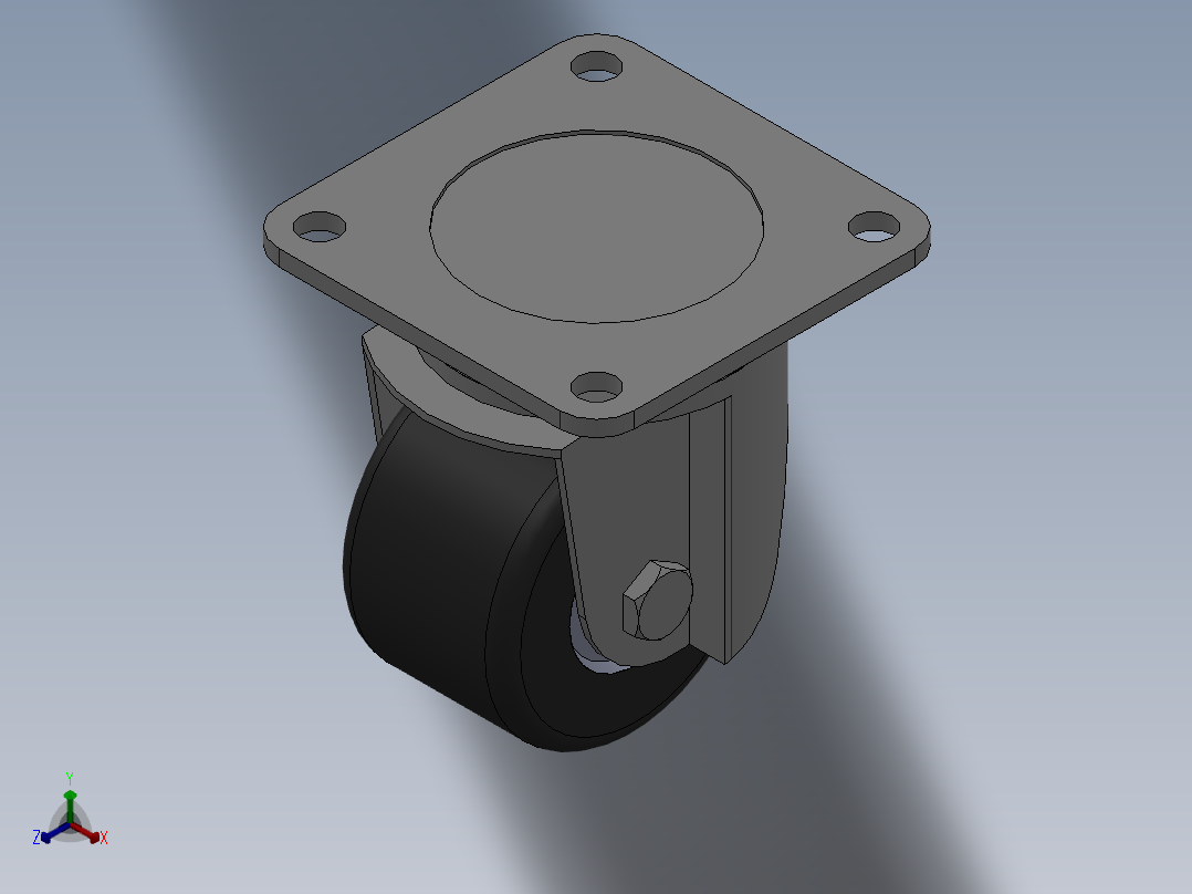 3寸万向脚轮正等轴测图