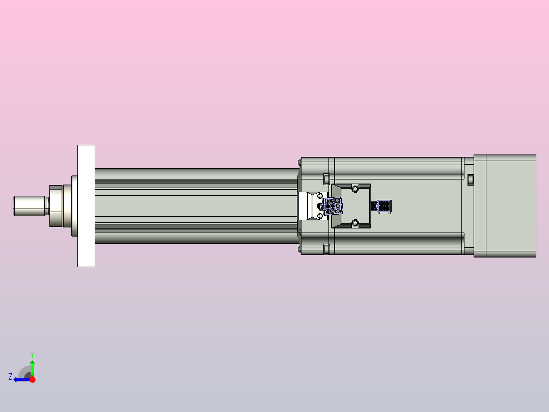 折返式02-R210-80法兰-前法兰+外螺纹电动缸[HJ002-R210-80]右视图