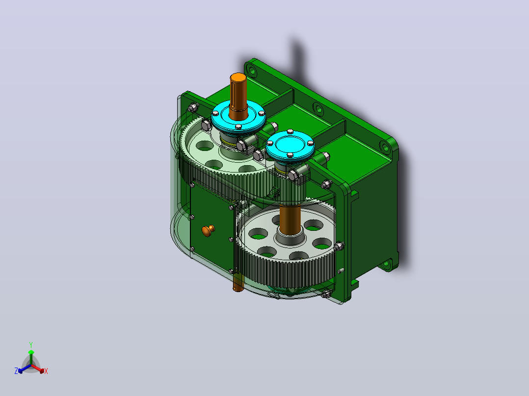 二级同轴减速器设计（SW+CAD）正等轴测图