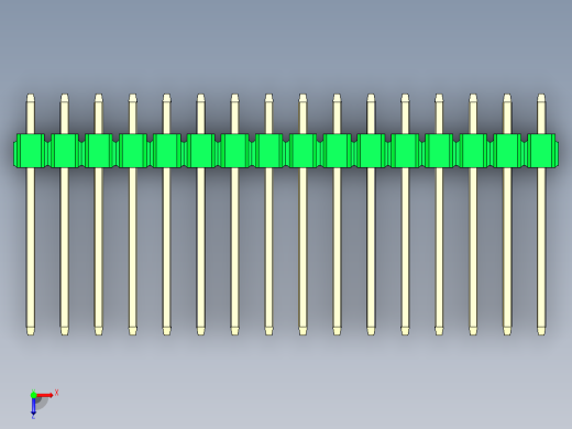 彩色公头100mil（2.54mm）系列-DS1021_green_1x16p_100mil_Type5_rev1.0俯视缩略图