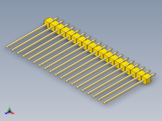 彩色公头100mil（2.54mm）系列-DS1021_yellow_1x19p_100mil_Type19_rev1.0正等轴测缩略图