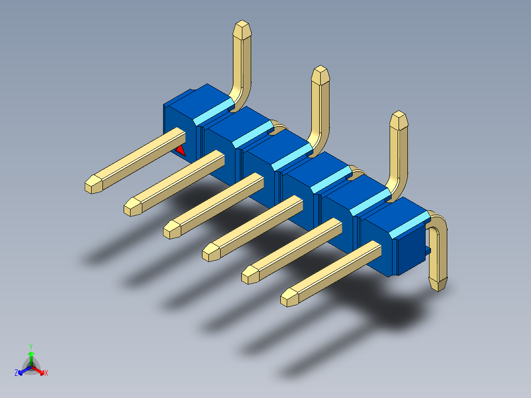 彩色公排针 100mil 2.54mm 系列-DS1022_blue_06p_100mil_Type_SMT_R1_rev1.0主视图