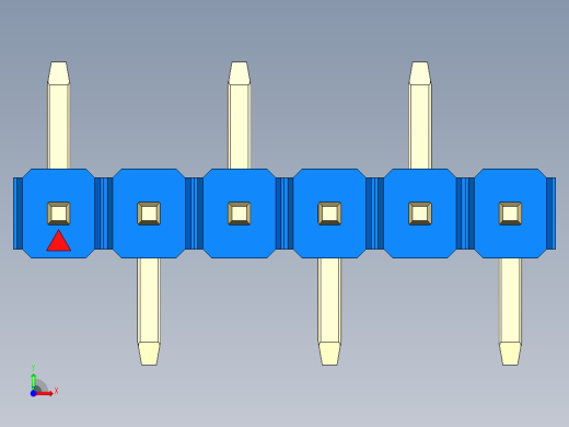 彩色公排针 100mil 2.54mm 系列-DS1022_blue_06p_100mil_Type_SMT_R1_rev1.0前视缩略图