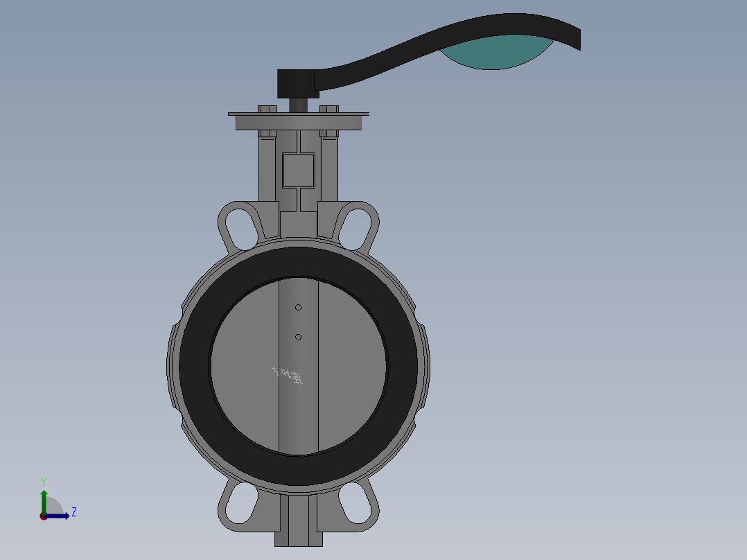 对夹式手动蝶阀-铸铁 DN50-DN600左视图