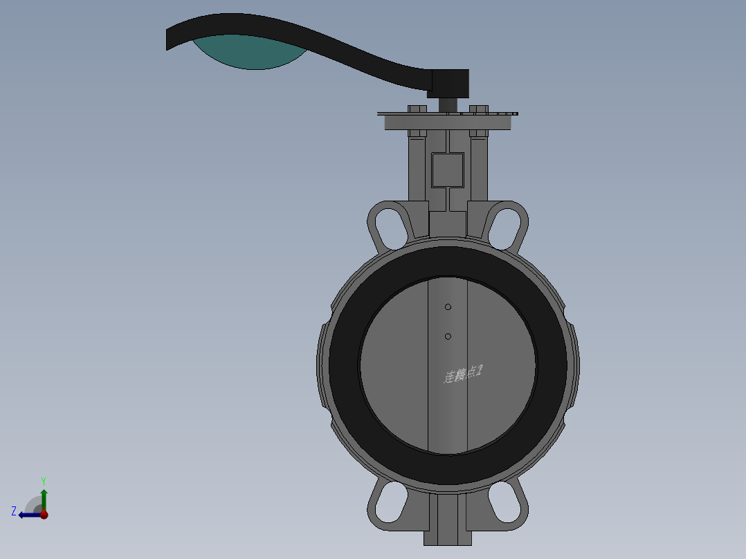 对夹式手动蝶阀-铸铁 DN50-DN600右视图