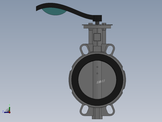 对夹式手动蝶阀-铸铁 DN50-DN600右视缩略图