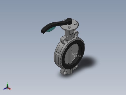 对夹式手动蝶阀-铸铁 DN50-DN600正等轴测缩略图