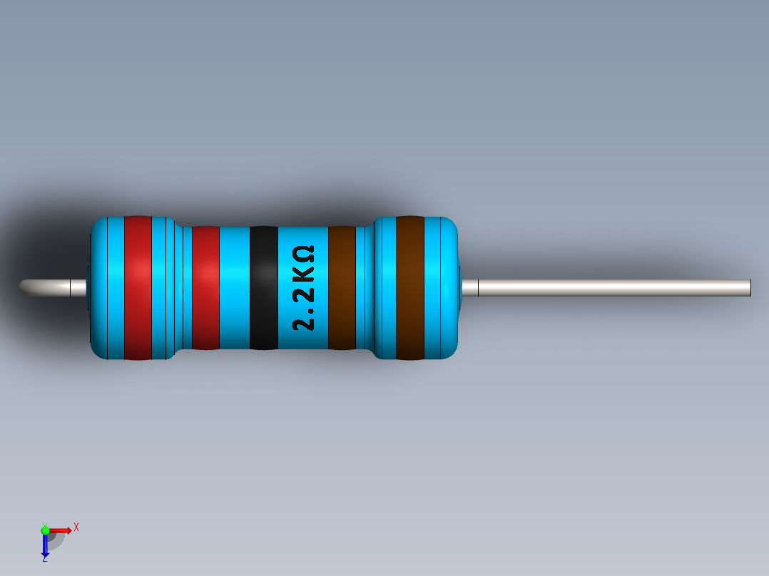 电容器 二极管 电阻器-Resistor Vertical 2.2K Ohm 1W主视图