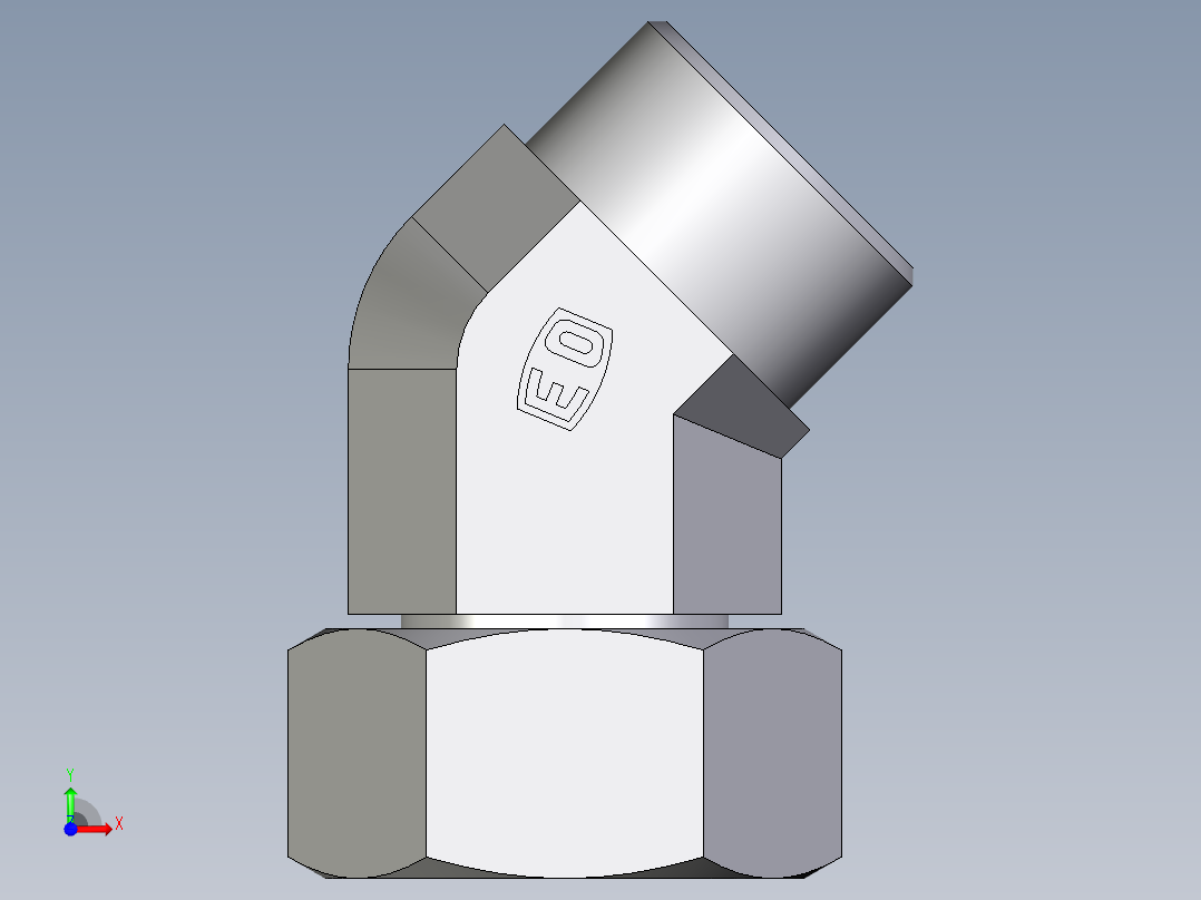 卡套式工业通用硬管接头EO_Swivel_nut_45_deg_elbow_EV25SOMD71前视图
