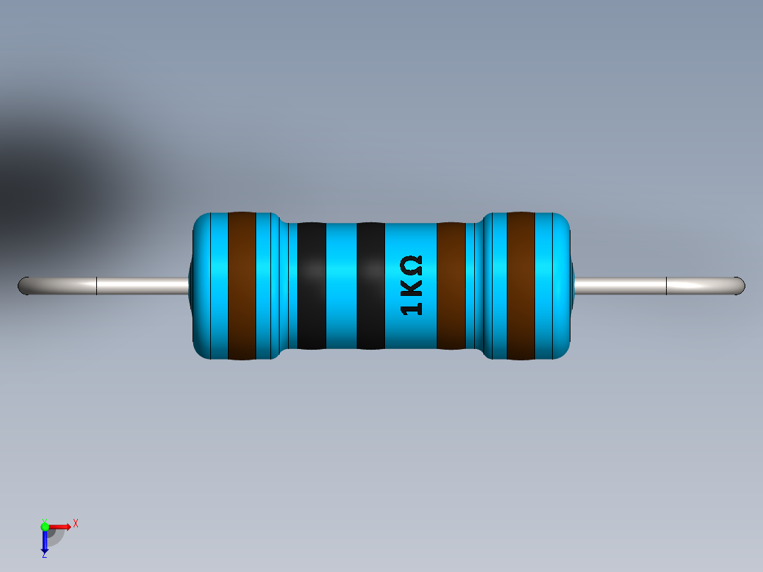 电容器 二极管 电阻器-Resistor 1K Ohm 1 Watt俯视图