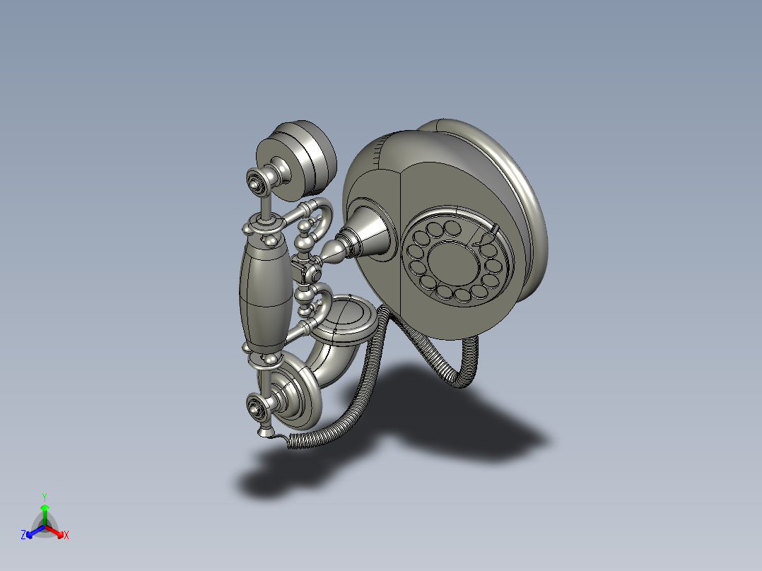 老式家用电话机正等轴测图
