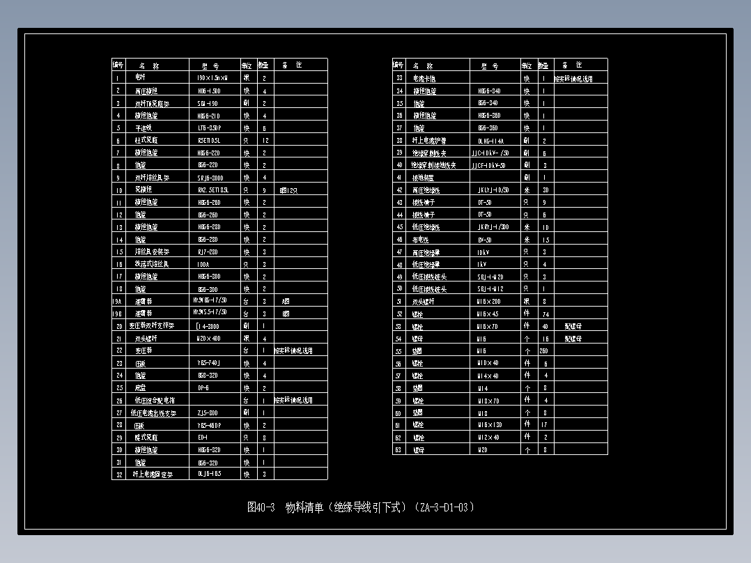 图40-3 物料清单（ZA-3-D1-03）