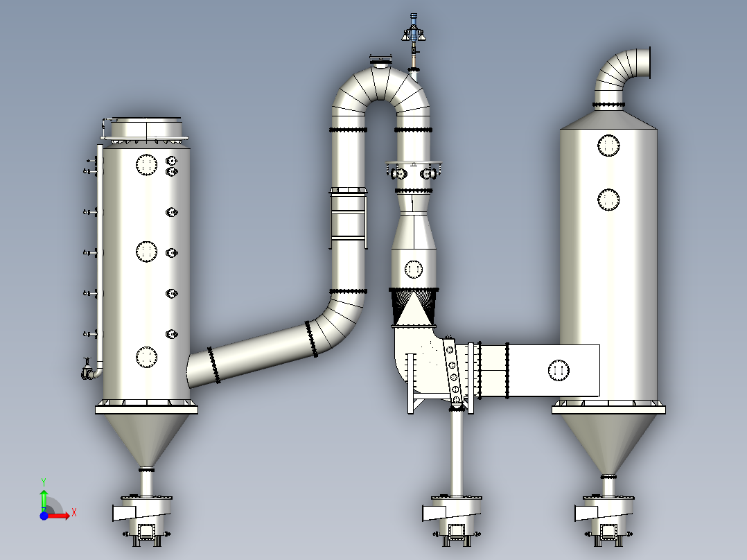 工业除尘设备三维设计前视图