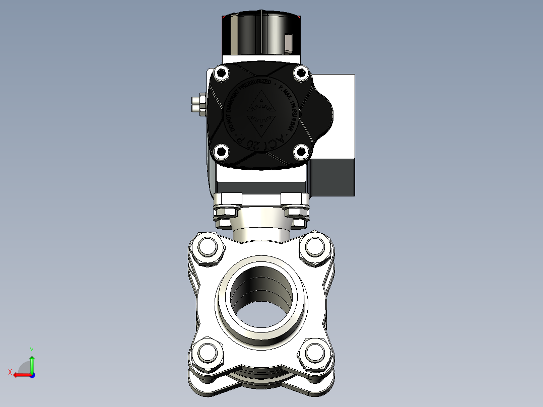 带ACTREG DA致动器的3件球阀BW DN32后视图