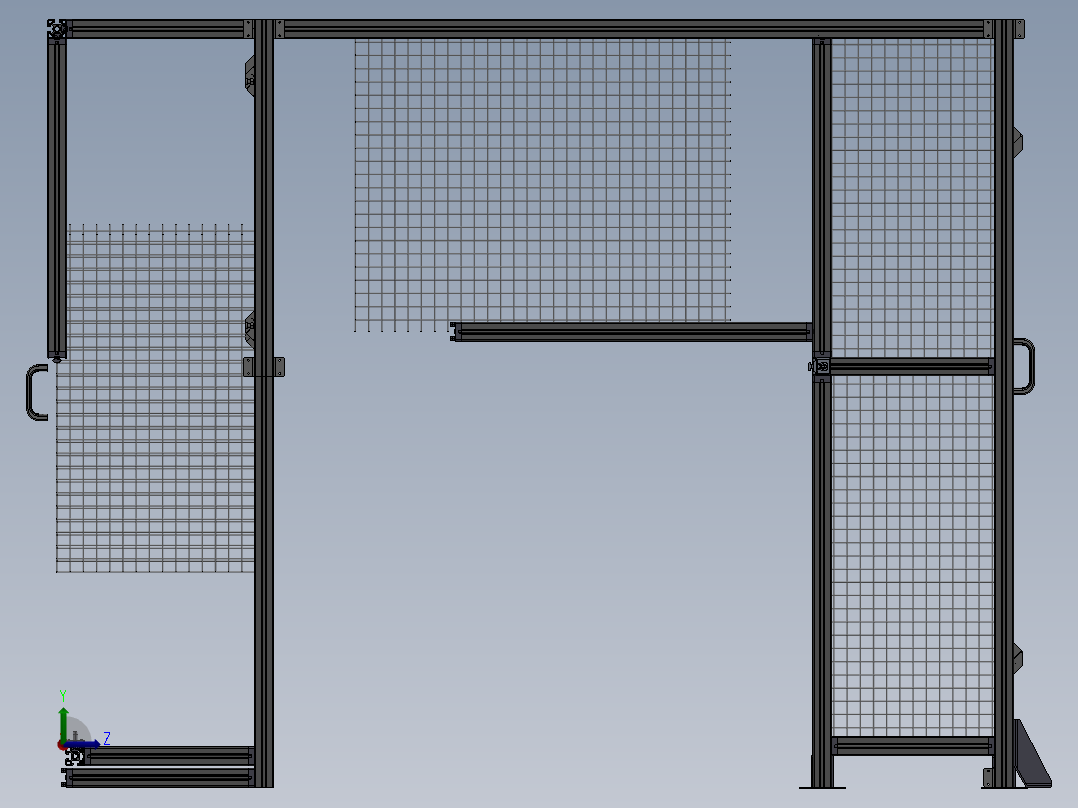 铝合金钢网防护模型左视图