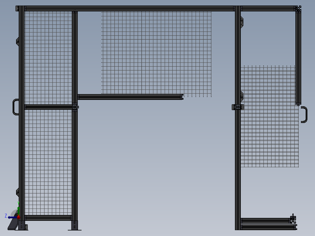 铝合金钢网防护模型右视图