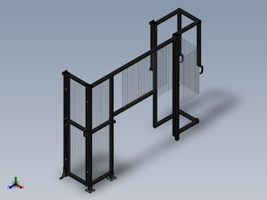 铝合金钢网防护模型正等轴测图