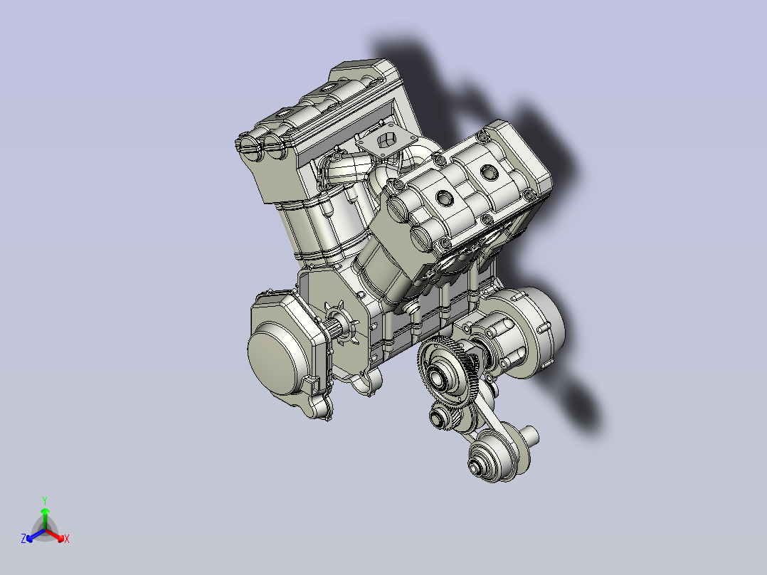 V4摩托车发动机主视图