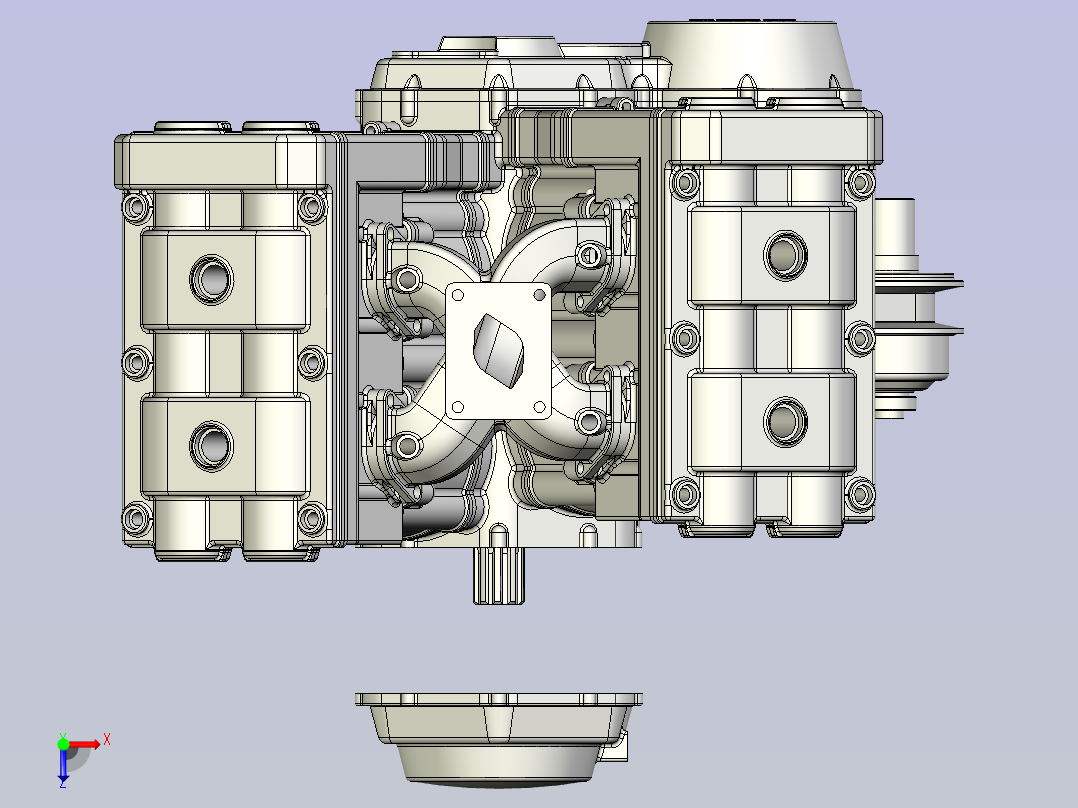 V4摩托车发动机俯视图