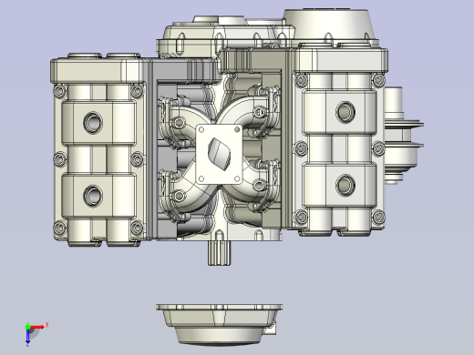 V4摩托车发动机俯视缩略图